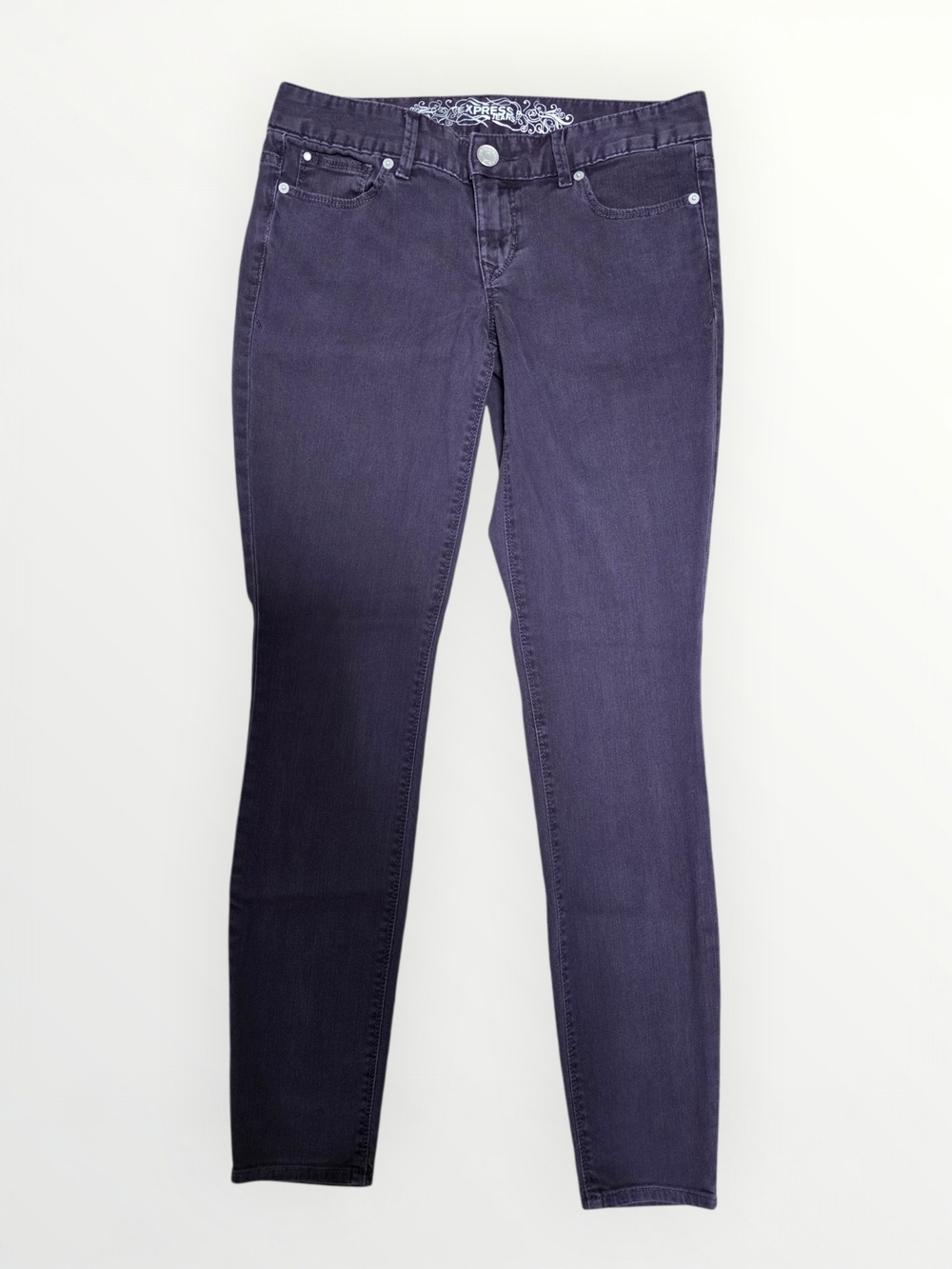 💜🦋 Express Purple Skinny Jeans Low Rise Jean Legging Y2K Mall Girl Size 6 Reg - Picture 2 of 10